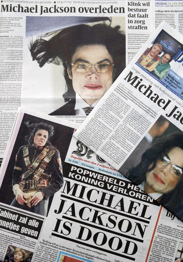 Dutch papers open with the death of US pop star Michael Jackson on June 26